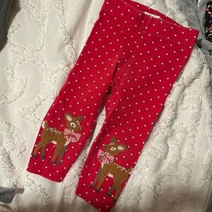 Baby Boden / Mini Boden 12-18m Red Reindeer Leggings